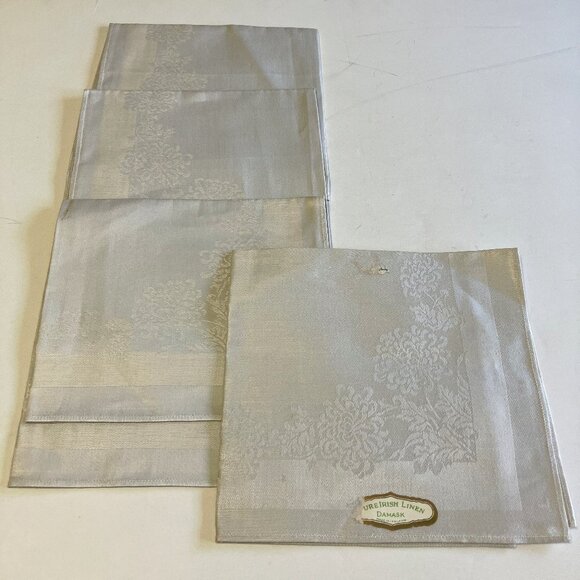 Other - Irish linen damask vintage napkins set of four silver shade
